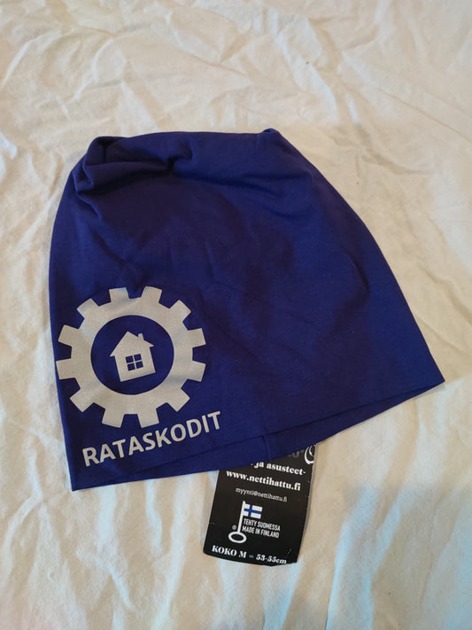 Rataskotien heijastavalla logolla oleva trikoopipo, violetti, koko M