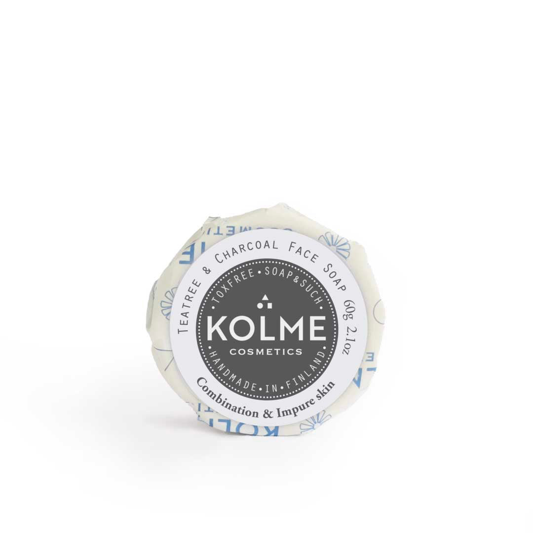 Kolme Cosmetics Kasvosaippua Teepuuöljy & Aktiivihiili