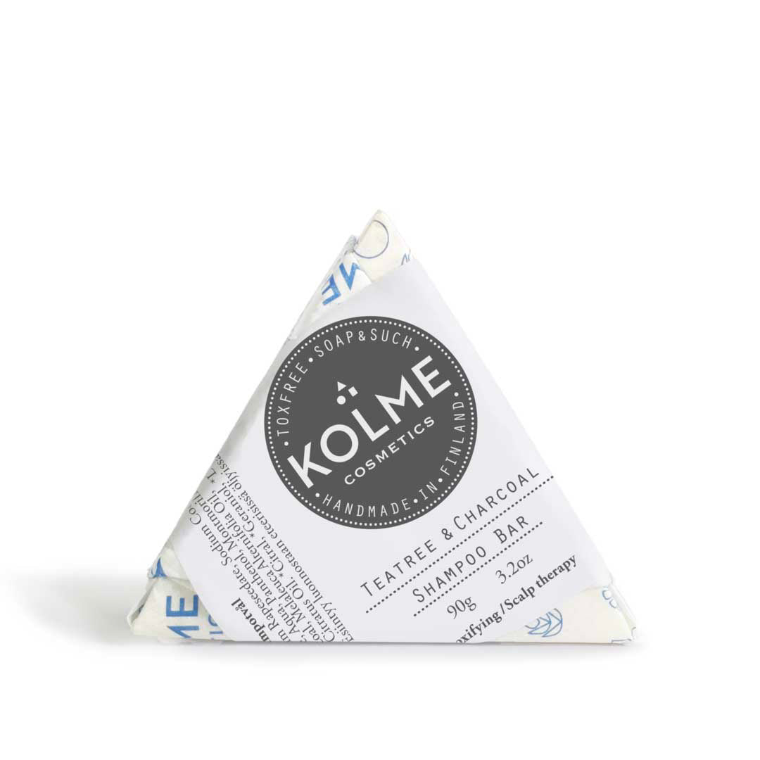 Kolme Cosmetics Palashampoo Teepuuöljy & Aktiivihiili, päänahkaa puhdistava