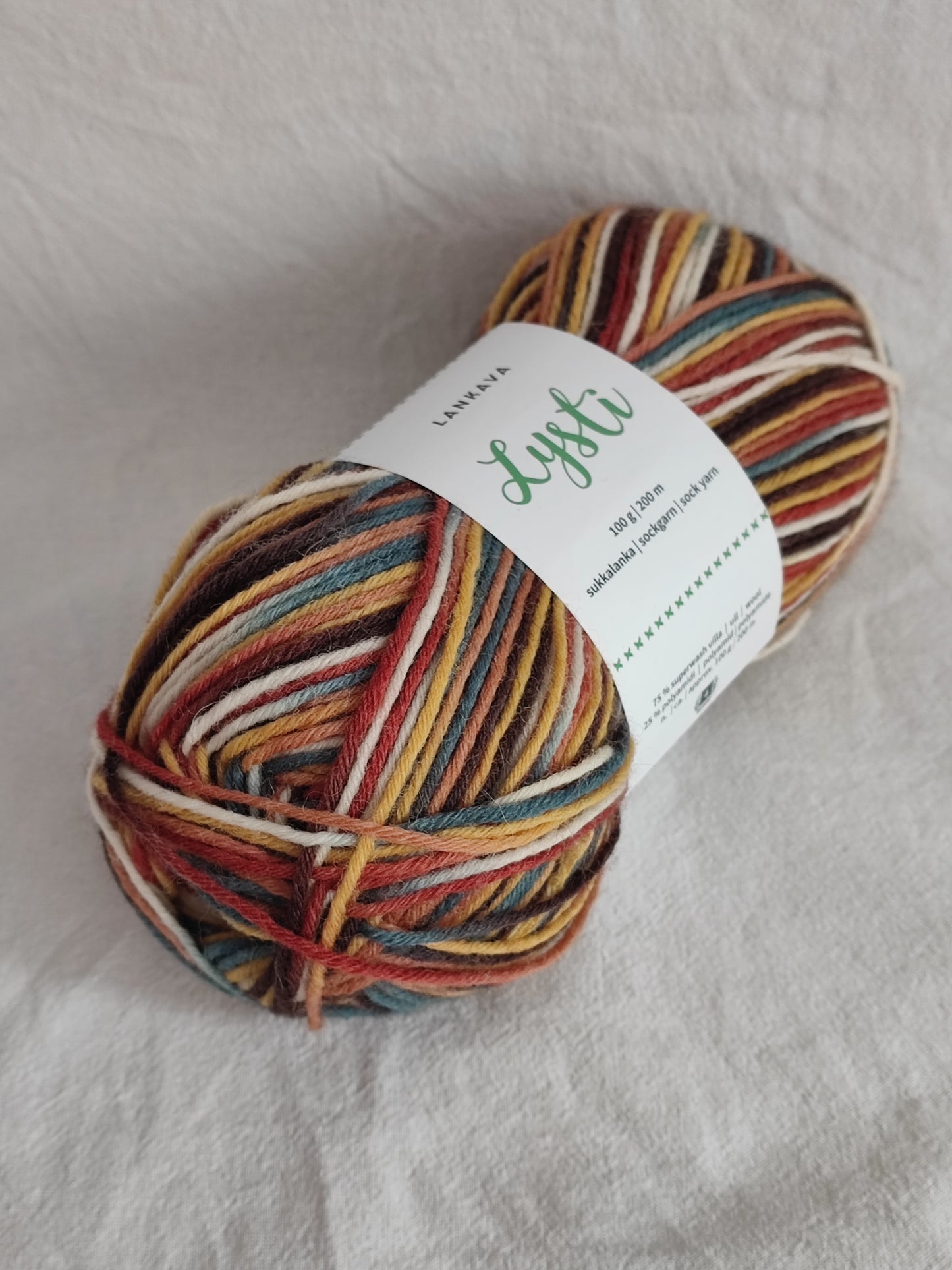 Lankava Lysti -sukkalanka, Auringonkukka, 6212, 100g