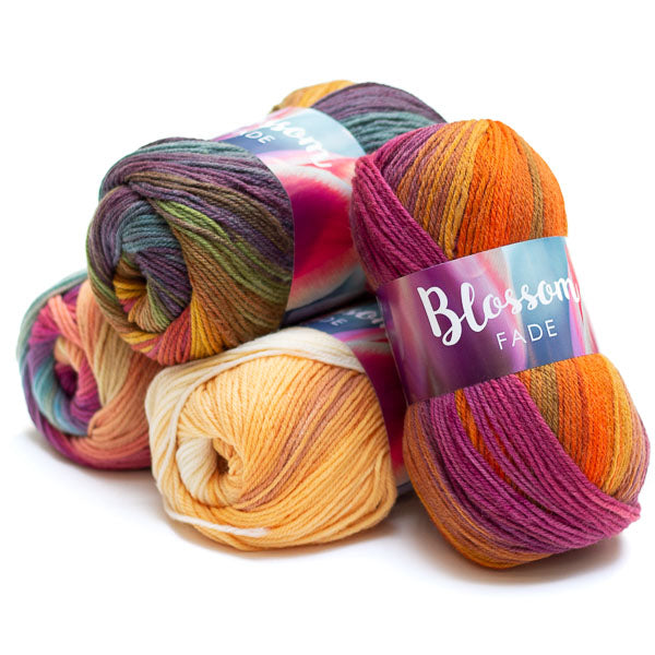 Blossom Fade -sukkalanka,Fuksia-oranssi-okra, 31, 100g