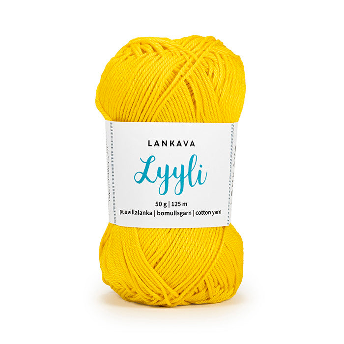 Lankava Lyyli -puuvillalanka, keltainen, 822