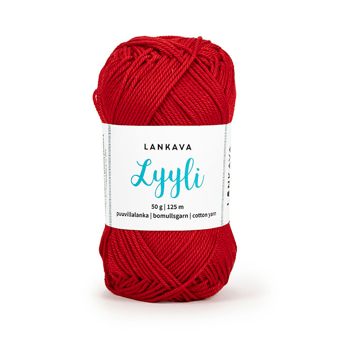 Lankava Lyyli -puuvillalanka, punainen, 829