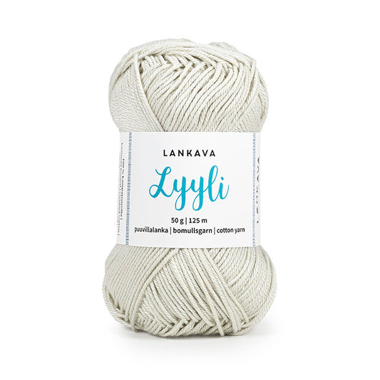 Lankava Lyyli -puuvillalanka, vaalea helmenharmaa, 844