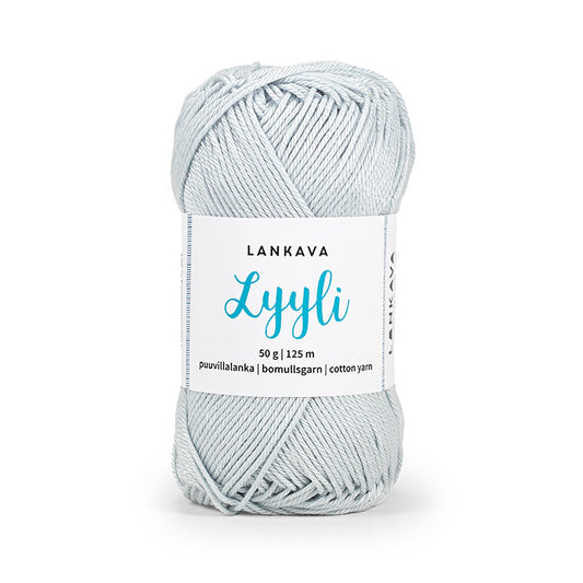 Lankava Lyyli -puuvillalanka, vaalea siniharmaa, 845