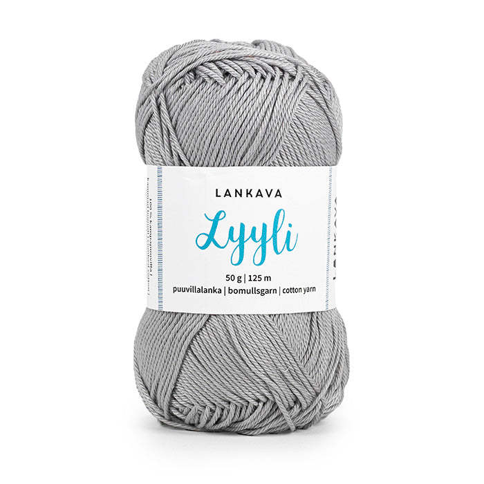 Lankava Lyyli -puuvillalanka, vaaleanharmaa, 847