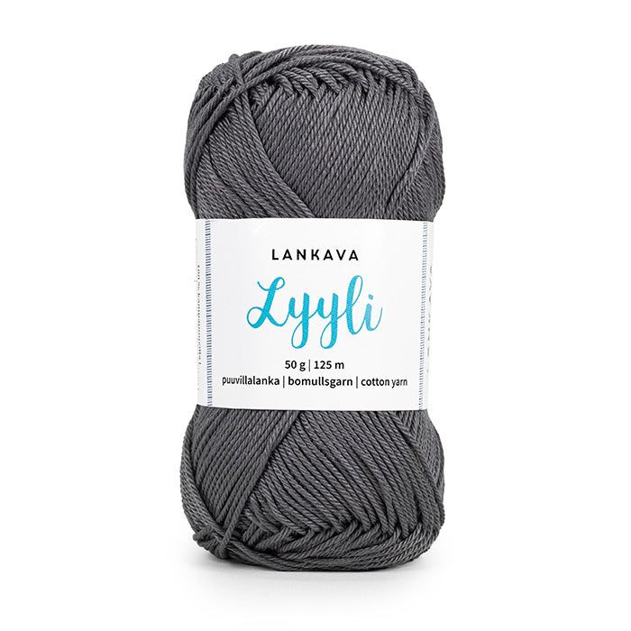 Lankava Lyyli -puuvillalanka, tummanharmaa, 848