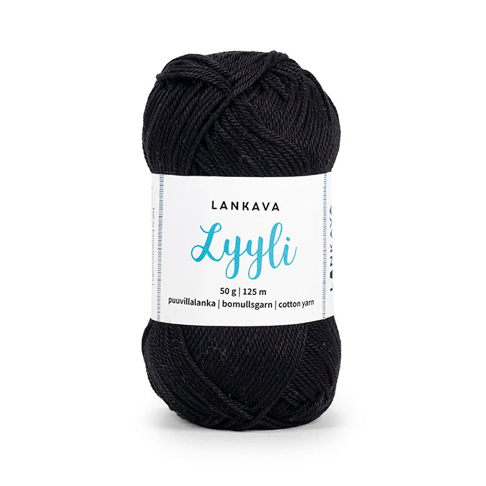 Lankava Lyyli -puuvillalanka, musta, 849