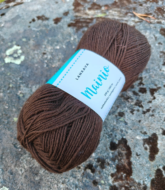 Lankavan Mainio -sukkalanka, Kahvi, 668, 100g
