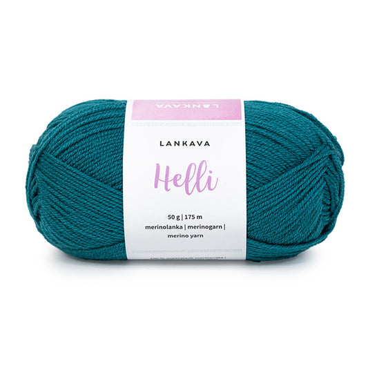Lankava Helli -merinovillalanka, sinivihreä, 320