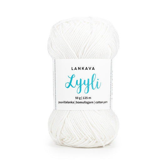 Lankava Lyyli -puuvillalanka, valkoinen, 800