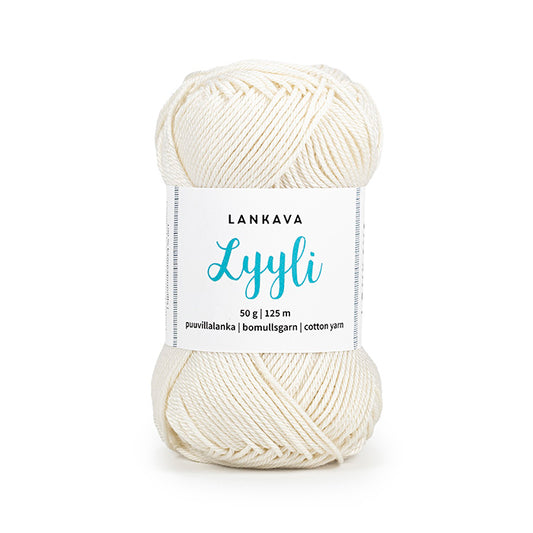 Lankava Lyyli -puuvillalanka, luonnonvalkoinen, 801