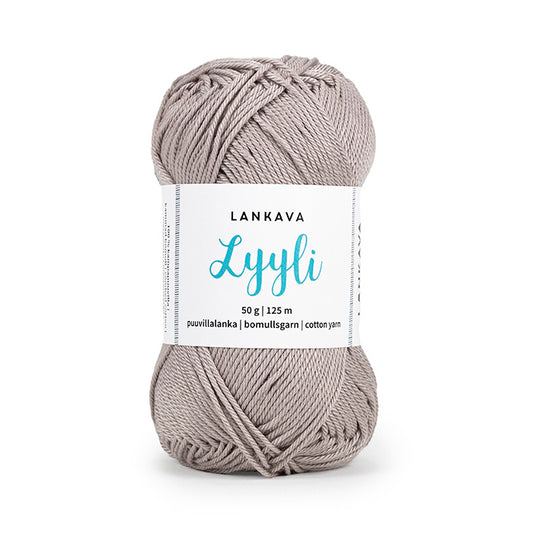 Lankava Lyyli -puuvillalanka, harmaanruskea, 806
