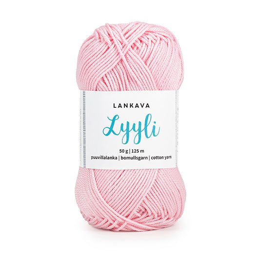 Lankava Lyyli -puuvillalanka, vaaleanpunainen, 808