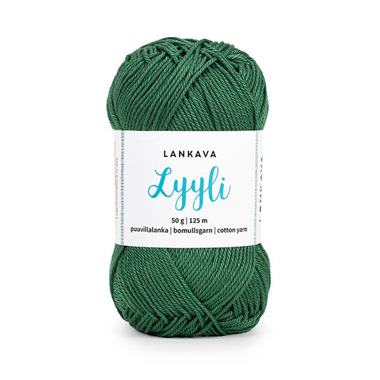 Lankava Lyyli -puuvillalanka, havunvihreä, 817