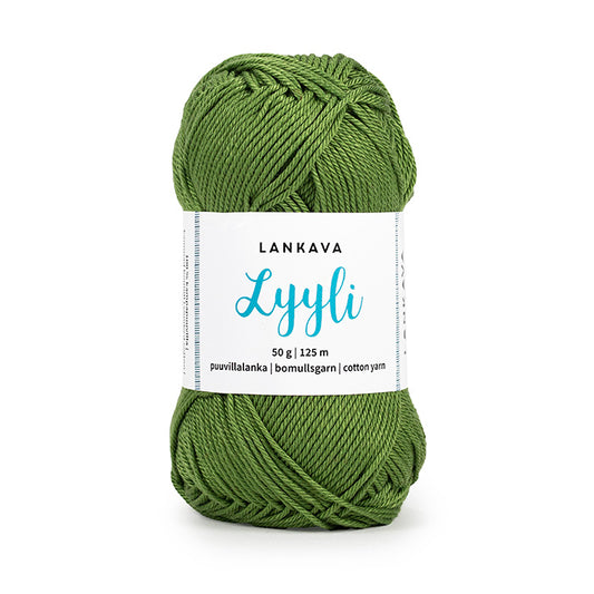 Lankava Lyyli -puuvillalanka, vaalea sammaleenvihreä, 820