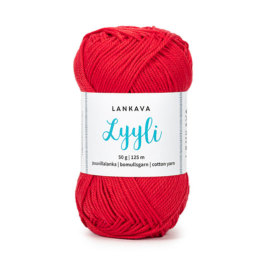 Lankava Lyyli -puuvillalanka, kirkas punainen, 828