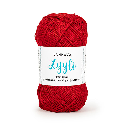 Lankava Lyyli -puuvillalanka, punainen, 829
