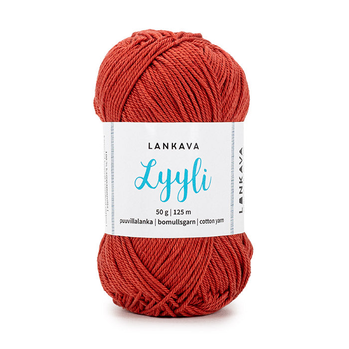 Lankavan Lyyli -puuvillalanka, terrakotta, 832