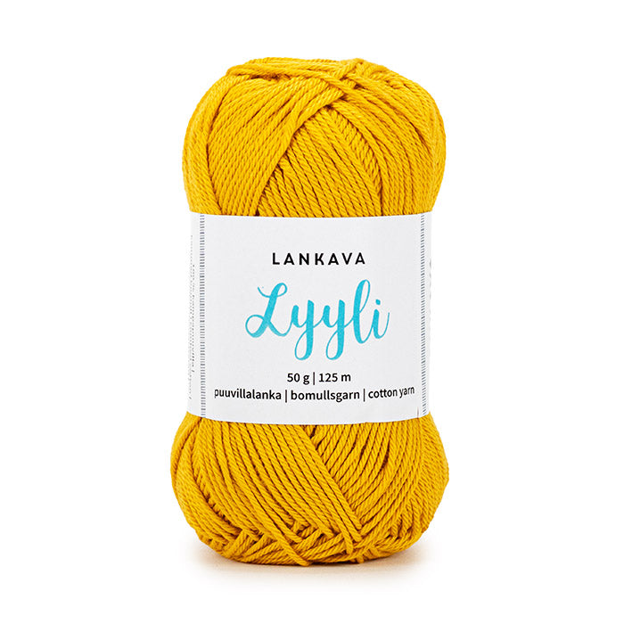 Lankavan Lyyli -puuvillalanka, kullankeltainen, 834