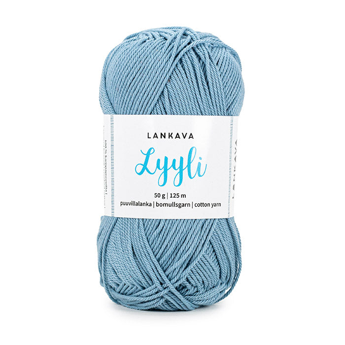 Lankava Lyyli -puuvillalanka, vaalea farkunsininen, 838
