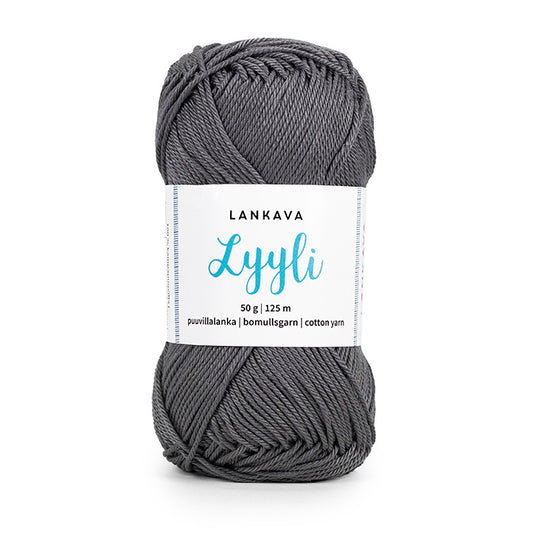 Lankava Lyyli -puuvillalanka, tummanharmaa, 848