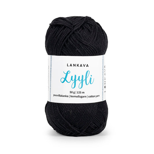 Lankava Lyyli -puuvillalanka, musta, 849
